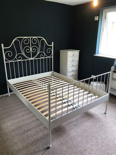 steel double bed with box|ikea double metal bed.